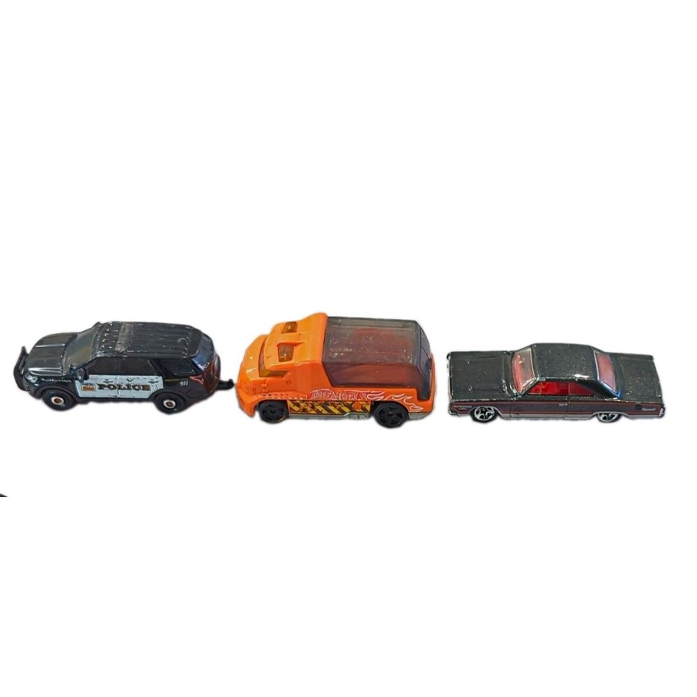 Lot Of 3 Hot Wheels Die Cast Cars Rapid Response, Police Car, '67 Plymouth GTX